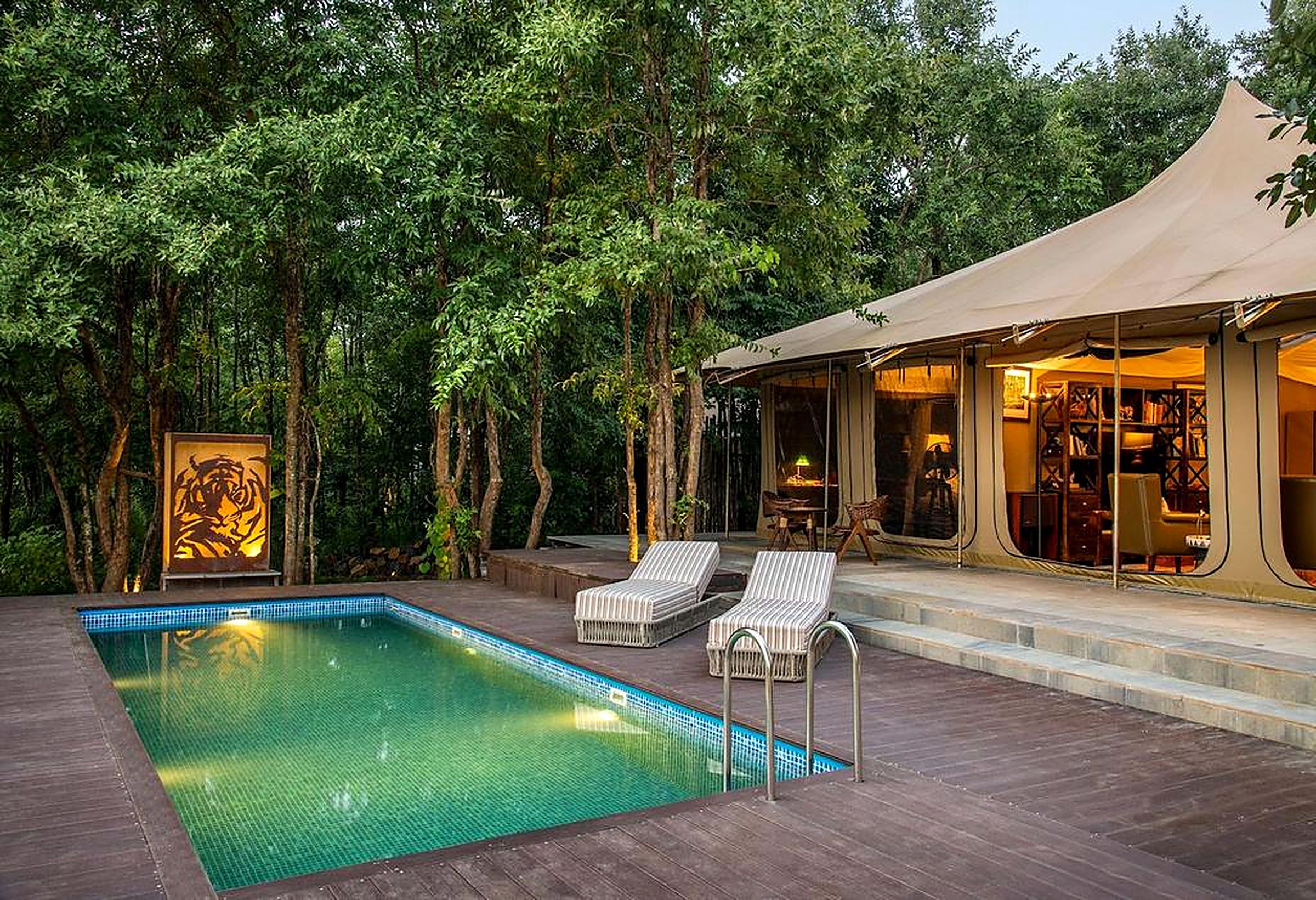 Hidden India Mahavan, Royal tent with private pool